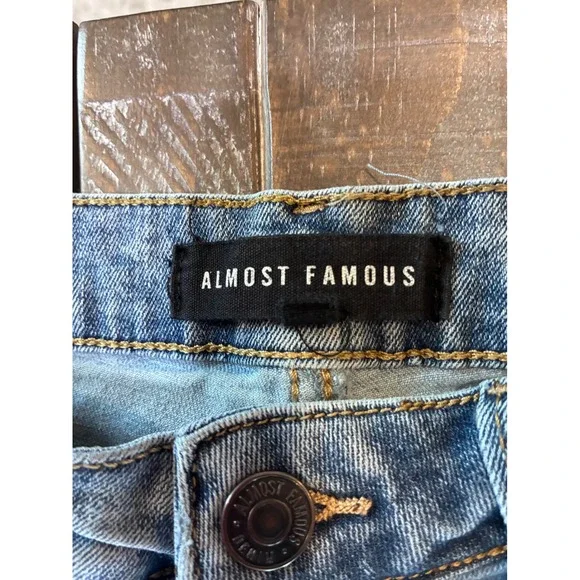 Retro Patch Two Tone Colorblock Flare Jeans Womens 11 High Rise Blue Denim Y2K - Picture 3 of 8